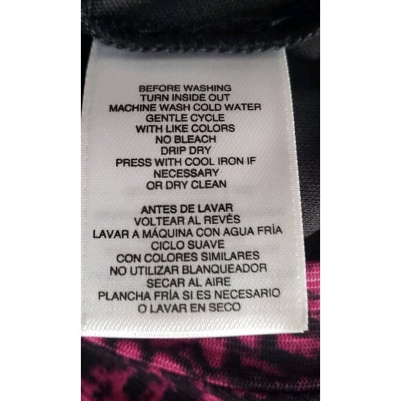 NWT NINE WEST LONG SLEEVE RUCHED SIDE PRINTED MESH DRESS MAGENTA BLACK SZ 12 - Picture 8 of 9